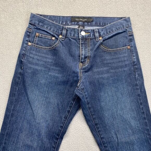Calvin Klein Women Boot Button Dark Wash Cotton Denim Jeans Size 4 - Picture 11 of 12